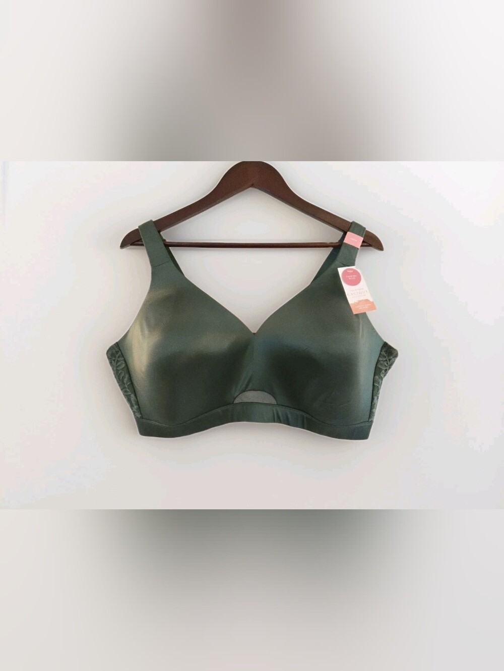 Lane Bryant Cacique 46DD Comfort Bliss Lightly Lined No-Wire Green Lace Mesh